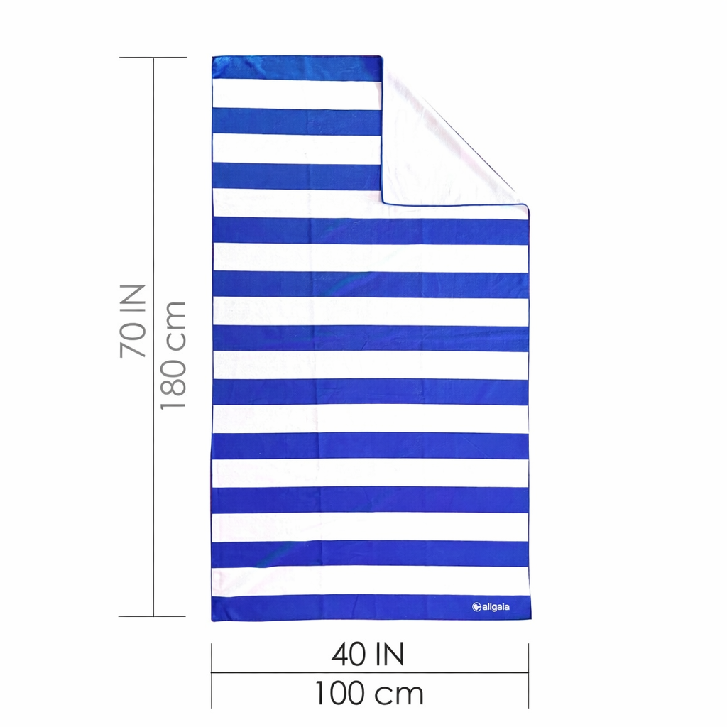 Blue striped oversized beach towel