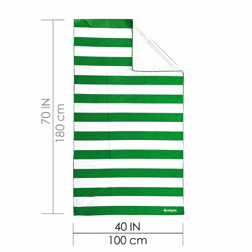 Green striped oversized beach towel