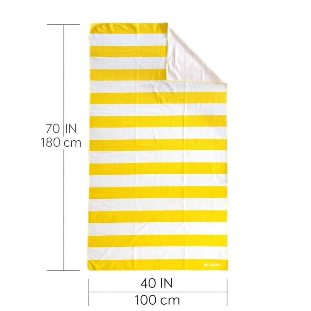 Yellow striped oversized beach towel